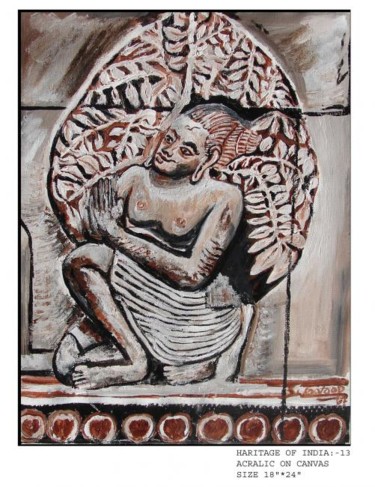 Painting titled "seated figure" by Anandswaroop Manchiraju, Original Artwork, Acrylic