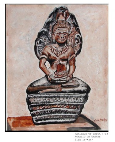 Peinture intitulée "meditating buddha" par Anandswaroop Manchiraju, Œuvre d'art originale, Acrylique