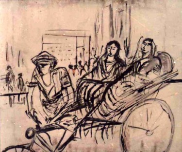 Malerei mit dem Titel "Rickshawala" von Anandswaroop Manchiraju, Original-Kunstwerk, Andere