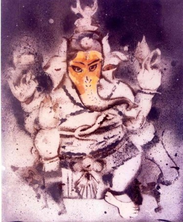 Painting titled "ganesha 3" by Anandswaroop Manchiraju, Original Artwork, Other