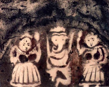 Peinture intitulée "Ganesha along budhi…" par Anandswaroop Manchiraju, Œuvre d'art originale, Autre