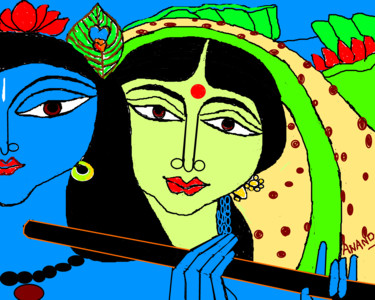 Digital Arts titled "radha-krishna-3.png" by Anandswaroop Manchiraju, Original Artwork, Digital Painting