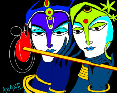 Digital Arts titled "radha-krishna-7.png" by Anandswaroop Manchiraju, Original Artwork, Digital Painting