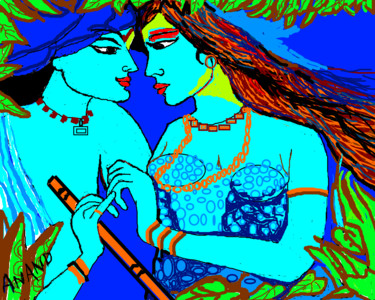 Digital Arts titled "radha-krishna-10.png" by Anandswaroop Manchiraju, Original Artwork, Digital Painting