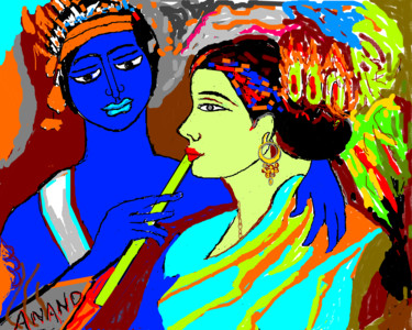 Digital Arts titled "radha-krishna-15.png" by Anandswaroop Manchiraju, Original Artwork, Digital Painting