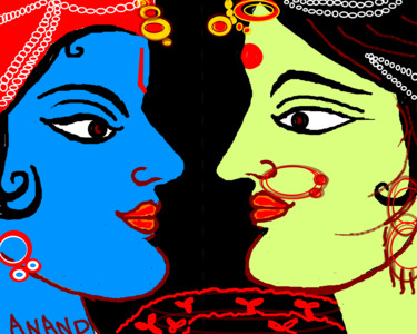 Digital Arts titled "radha-krishna-16.png" by Anandswaroop Manchiraju, Original Artwork, Digital Painting