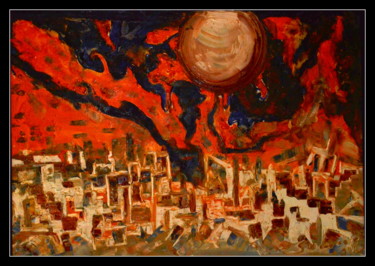Painting titled "HUMAN MADE FUTURE" by Anandswaroop Manchiraju, Original Artwork, Oil