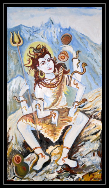 Painting titled "LORD SHIVA -THE CRE…" by Anandswaroop Manchiraju, Original Artwork, Acrylic