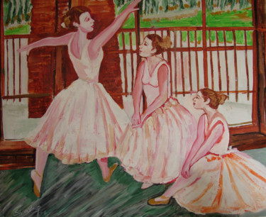 Painting titled "U.S BALLET DANCE-1" by Anandswaroop Manchiraju, Original Artwork, Oil