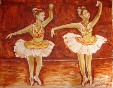 Painting titled "U.S BALLET DANCE-3" by Anandswaroop Manchiraju, Original Artwork, Oil