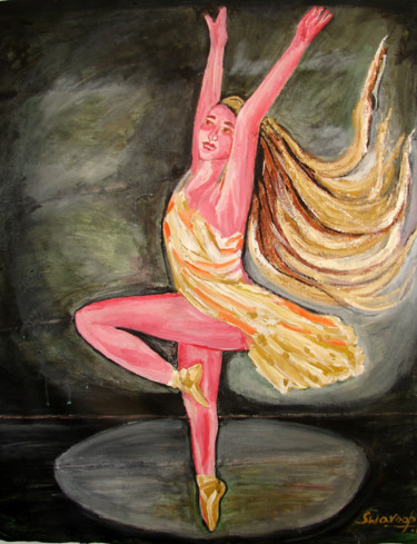 Painting titled "U.S.BALLET DANCE-10" by Anandswaroop Manchiraju, Original Artwork, Oil