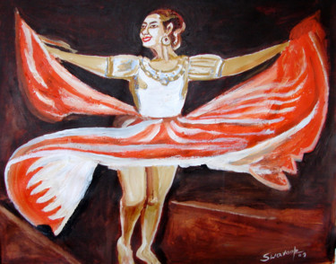 Painting titled "U.S BALLET DANCE-12" by Anandswaroop Manchiraju, Original Artwork, Oil