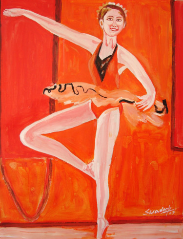 Painting titled "U.S BALLET DANCE-19" by Anandswaroop Manchiraju, Original Artwork, Oil