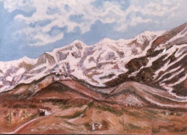 Painting titled "SUMERU MOUNTAIN,Spl…" by Anandswaroop Manchiraju, Original Artwork, Oil