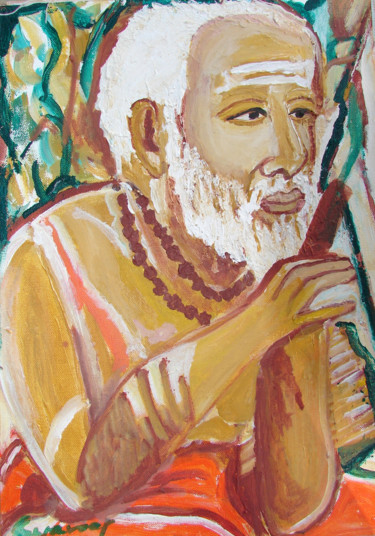 Painting titled "SAINT-7 JAINDRA SAR…" by Anandswaroop Manchiraju, Original Artwork, Oil
