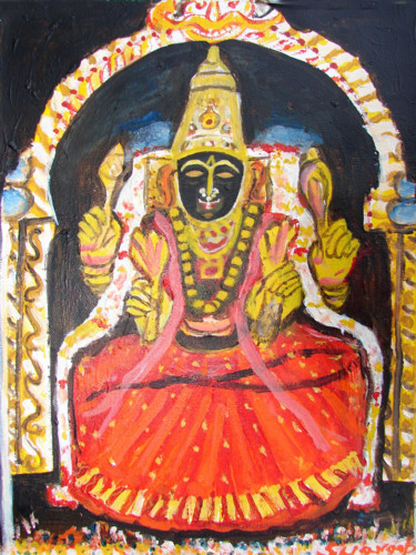 Картина под названием "DIETY-1" - Anandswaroop Manchiraju, Подлинное произведение искусства, Масло