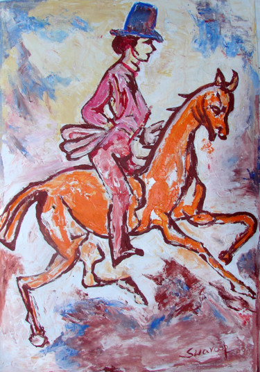 Painting titled "HORSE AND RIDER-9" by Anandswaroop Manchiraju, Original Artwork