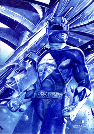 Desenho intitulada "Power Ranger" por Ananou, Obras de arte originais, Canetac de aerossol