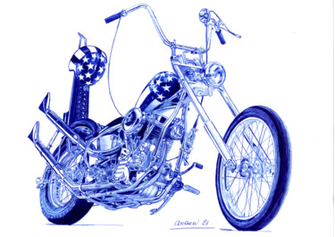 Drawing titled "Harley Davidson Eas…" by Ananou, Original Artwork, Ballpoint pen