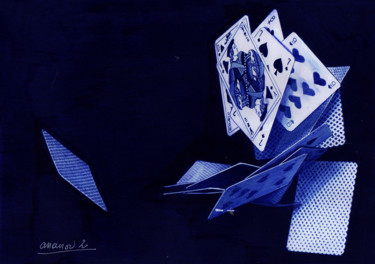 Dessin intitulée "Cartes a jouer" par Ananou, Œuvre d'art originale, Stylo à bille