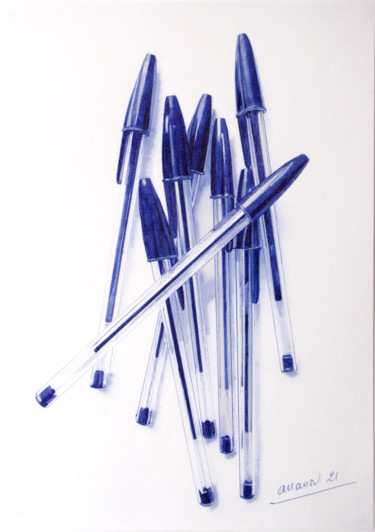 Рисунок под названием "Tas de Bic" - Ananou, Подлинное произведение искусства, Шариковая ручка
