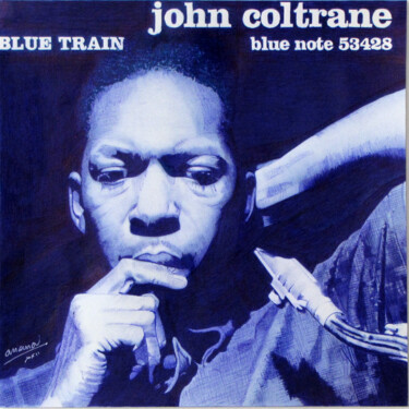 Dessin intitulée "John Coltrane" par Ananou, Œuvre d'art originale, Stylo à bille
