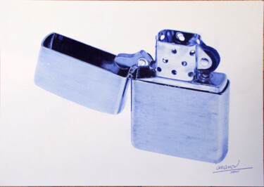 Drawing titled "Zippo" by Ananou, Original Artwork, Ballpoint pen