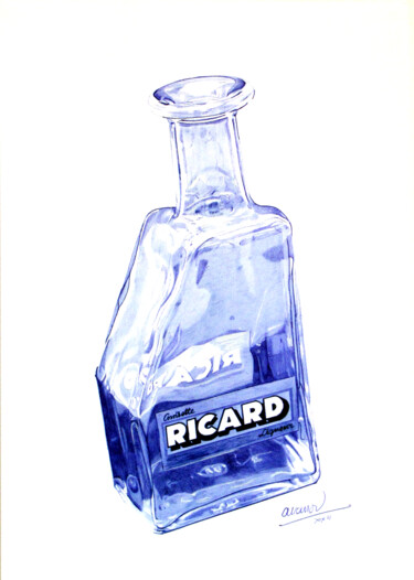 Dibujo titulada "Carafe de Ricard" por Ananou, Obra de arte original, Bolígrafo