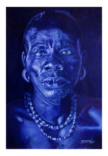 "Massai" başlıklı Resim Ananou tarafından, Orijinal sanat, Tükenmez kalem