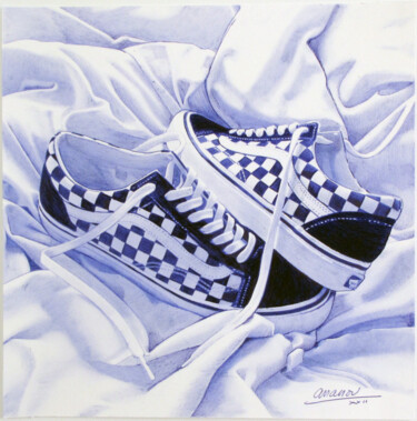 Drawing titled "Vans" by Ananou, Original Artwork, Ballpoint pen