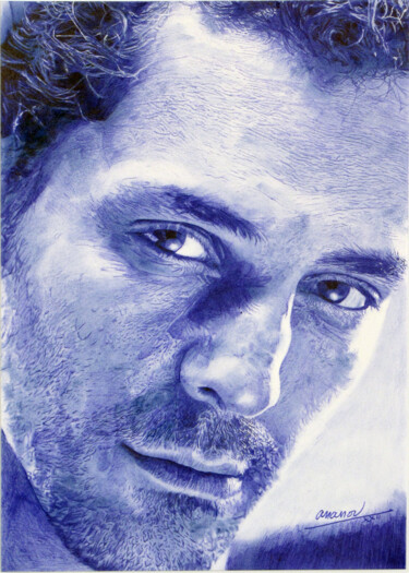 Drawing titled "Tomer Sisley" by Ananou, Original Artwork, Ballpoint pen