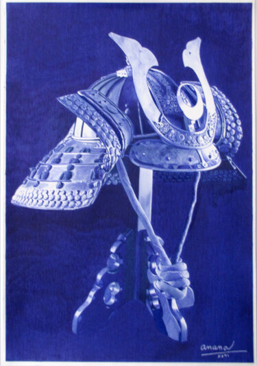 图画 标题为“Casque Samourai Kab…” 由Ananou, 原创艺术品, 圆珠笔
