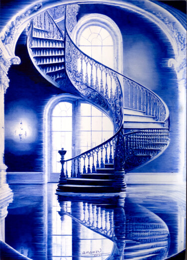 Desenho intitulada "Escalier Evasion" por Ananou, Obras de arte originais, Canetac de aerossol