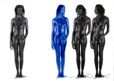 Dibujo titulada "La fille Bleue" por Ananou, Obra de arte original, Bolígrafo