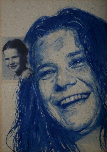 Painting titled "janis joplin and be…" by Ananou, Original Artwork, Oil