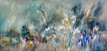 Fleurs de Champs Bleu et o Peinture intitulée "Fleurs de Champs Bl…" par Anany Artiste, Œuvre d'art originale, Pigments