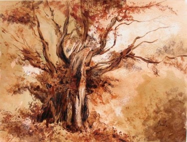 Painting titled "Tree of Oblivion" by Ana Pardo - The Lady Of Painting, Original Artwork, Oil