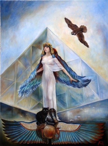 Painting titled "Nekhbet" by Ana Pardo - The Lady Of Painting, Original Artwork, Oil