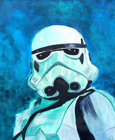 Painting titled "Star Wars Imperial…" by Anapia, Original Artwork, Oil Mounted on Wood Stretcher frame