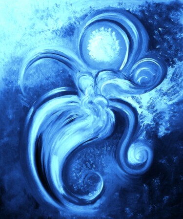 Arts numériques intitulée "Pieuvre Bleu" par Anaquarelle, Œuvre d'art originale, Peinture numérique