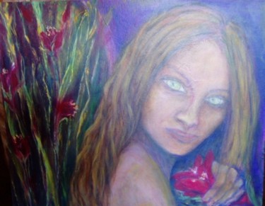 Pintura titulada "Flores púrpuras" por Ana Celia Quintana, Obra de arte original