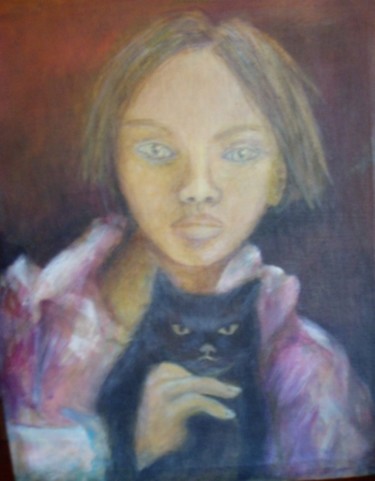 Pintura titulada "Ojos Amarillos" por Ana Celia Quintana, Obra de arte original