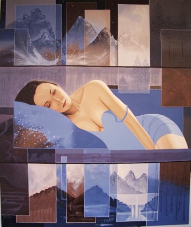 Pittura intitolato "Serena azul" da Ana Rego, Opera d'arte originale, Olio