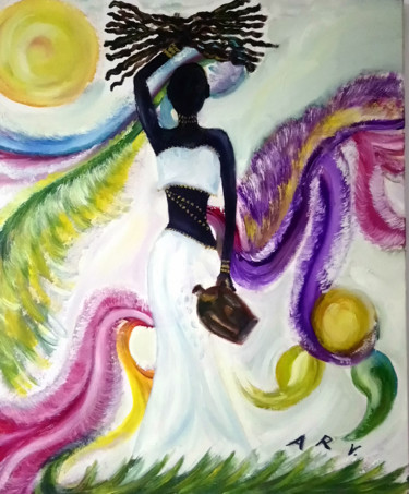 Pintura titulada "Africana" por Anuska, Obra de arte original, Oleo