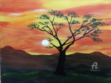 Painting titled "Por do sol" by Anarosa, Original Artwork, Acrylic