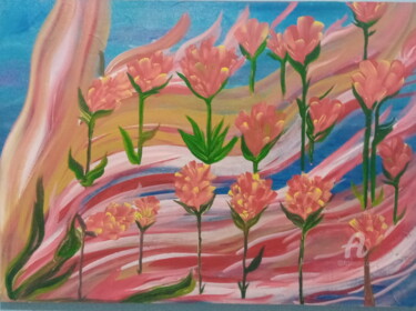 Peinture intitulée "Flores e cores" par Anarosa, Œuvre d'art originale, Acrylique