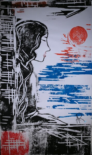 Отпечатки и Гравюры под названием "A Janela (the windo…" - Margarida Guedes, Подлинное произведение искусства, Линогравюры