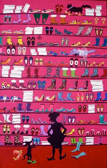 Peinture intitulée "los zapatos me pued…" par Ana Inés Serantes, Œuvre d'art originale