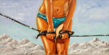 Peinture intitulée "Ski poles. Figurati…" par Anasko, Œuvre d'art originale, Huile Monté sur Châssis en bois