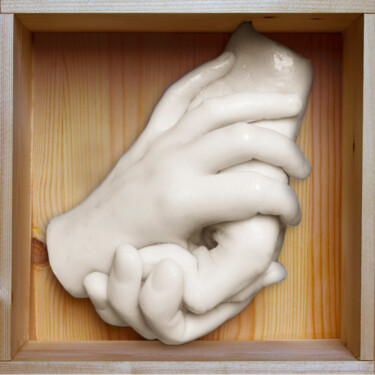 Escultura titulada "Plaster Hands IV" por Ana Sousa Santos, Obra de arte original, Yeso Montado en Bastidor de camilla de ma…